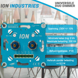 DUO LED Dimmer | Mat Witte Afdekplaat | 2x0.3-200 Watt | ION INDUSTRIES