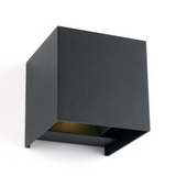 LED wandlamp Kansas Grijs 2x3 Watt 3000K Dimbaar tweezijdig oplichtend Kubus IP65