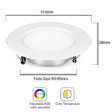 Led Downlight - 6W - Inbouwspot - Zaagmaat Ø95x38mm - RGB + CCT