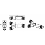 Waterdichte Y-vorm kabelverbinder connector - 5-polig - 230V - IP67